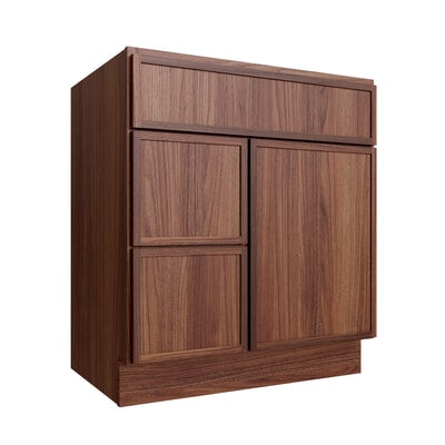 Oslo Classic Walnut Vanity Sink Base Left Drawer Stacking Cabinet - 30" W