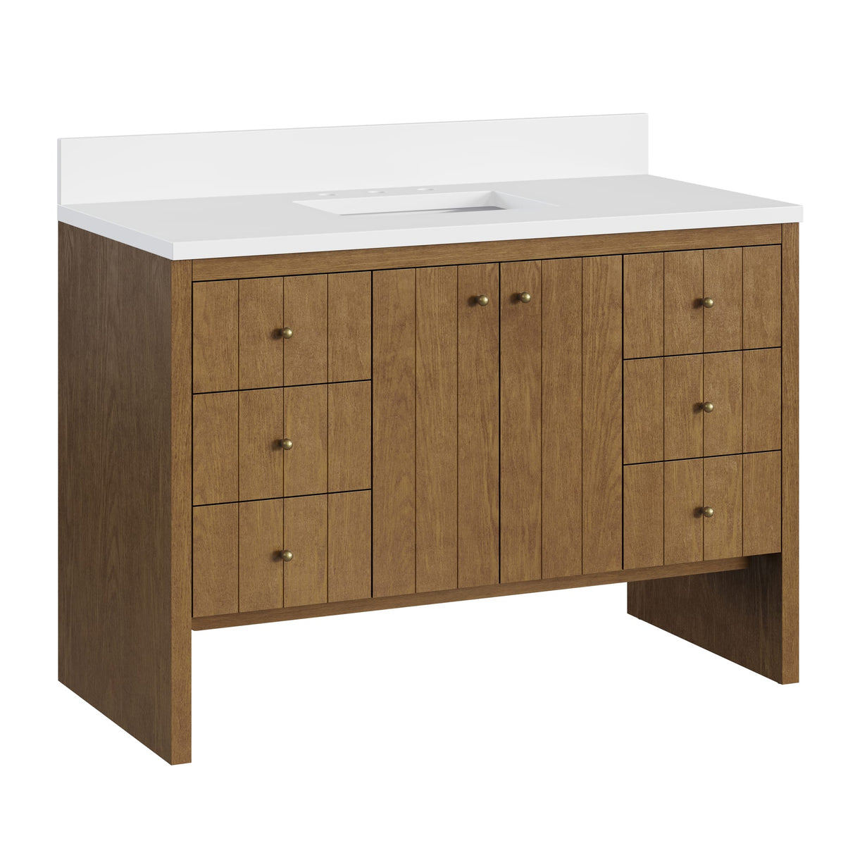 Hudson 48" Single Vanity, Honey Oak w/ 3 CM White Zeus Silestone Top
