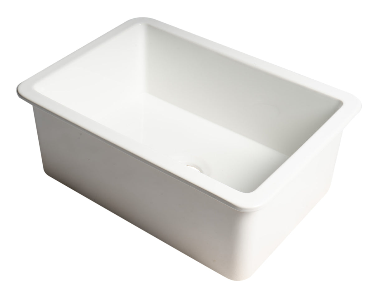 White 27" x 18" Fireclay Undermount / Drop In Firelcay Kitchen Sink