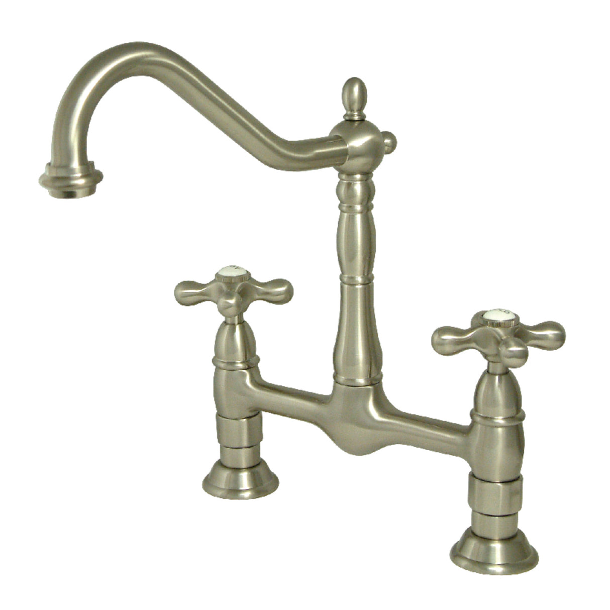 Kingston Brass KS1178AX Heritage Bridge Kitchen Faucet, Brushed Nickel