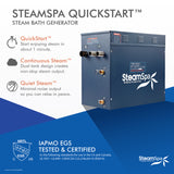 SteamSpa Premium 10.5 KW QuickStart Acu-Steam Bath Generator Package with Built-in Auto Drain in Matte Black PRR1050BK-A