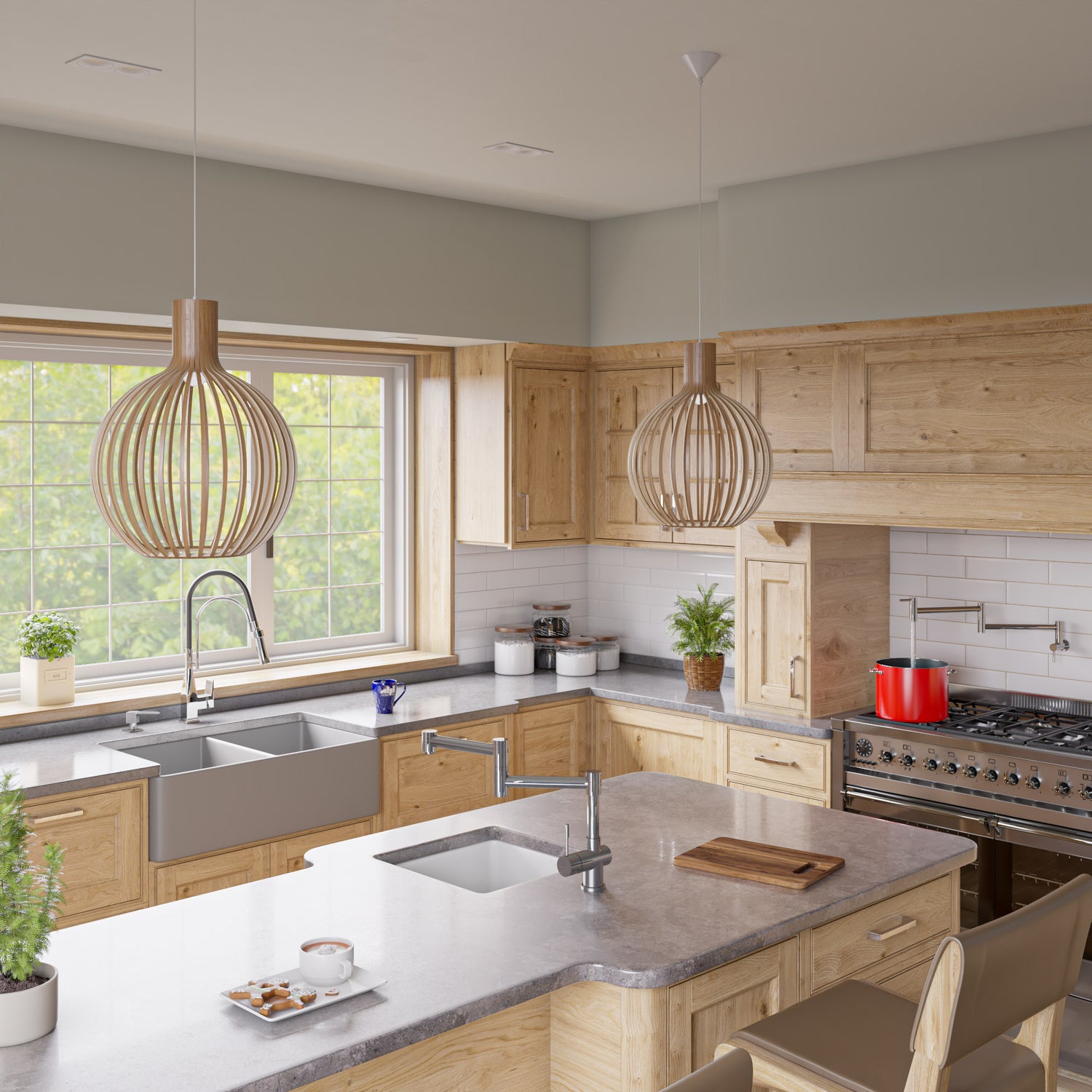 Gray Matte Smooth Apron 33" x 18" Double Bowl Fireclay Farm Sink