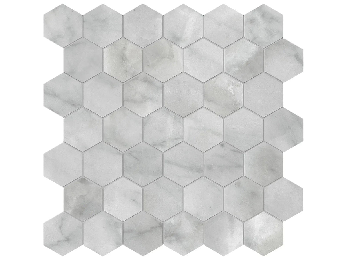 Anatolia Tile 2" Hex Plata Onyx M Matte 4501-0416-0 Onyx Crystallo 2" Hexagon Matte - premium natural stone mosaic tile from Anatolia Tile, available at PoshHaus showroom in Keene, NH