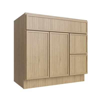 Oslo Oak Vanity Sink Base Right Drawer Stacking Cabinet - 36" W