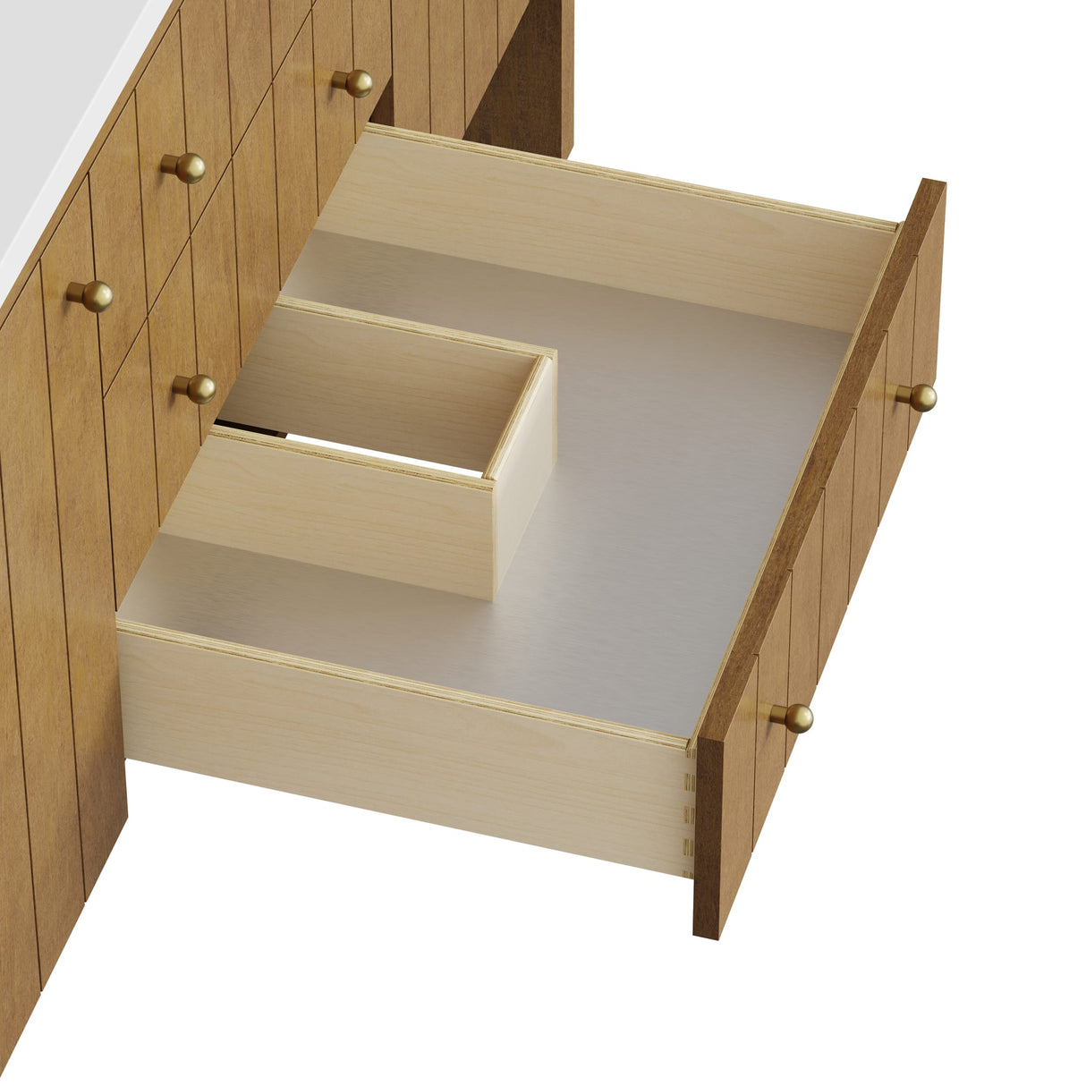 Hudson 60" Single Vanity, Honey Oak w/ 3 CM Tajnar Eclos Top w/FreePower Wireless Charger