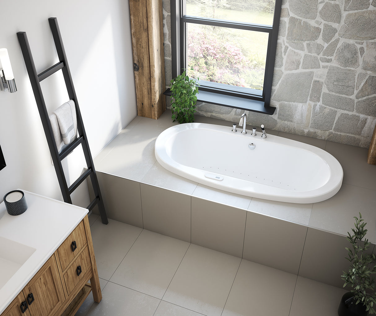 MAAX 105509-055-001-104 Jazz 66 x 36 Acrylic Drop-in Center Drain Aerofeel Bathtub in White