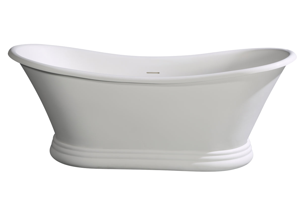 67" White Matte Pedestal Solid Surface Resin Bathtub