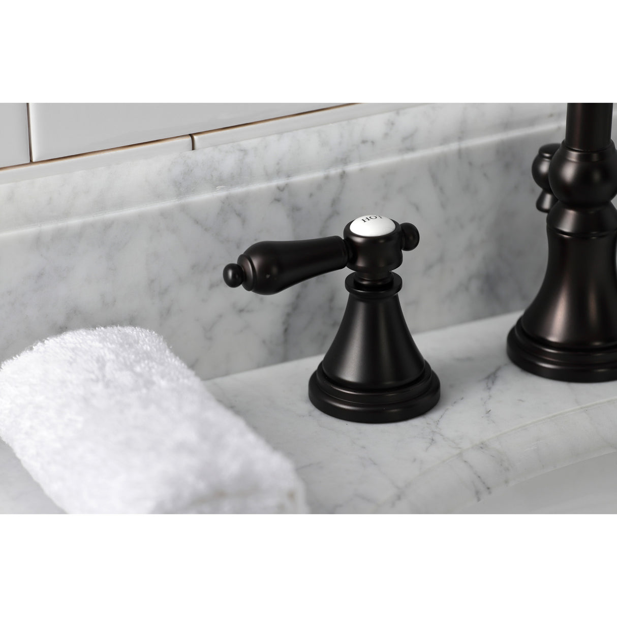 Kingston Brass KS2985BAL Heirloom Widespread Bathroom Faucet with Brass Pop-Up, Oil Rubbed Bronze