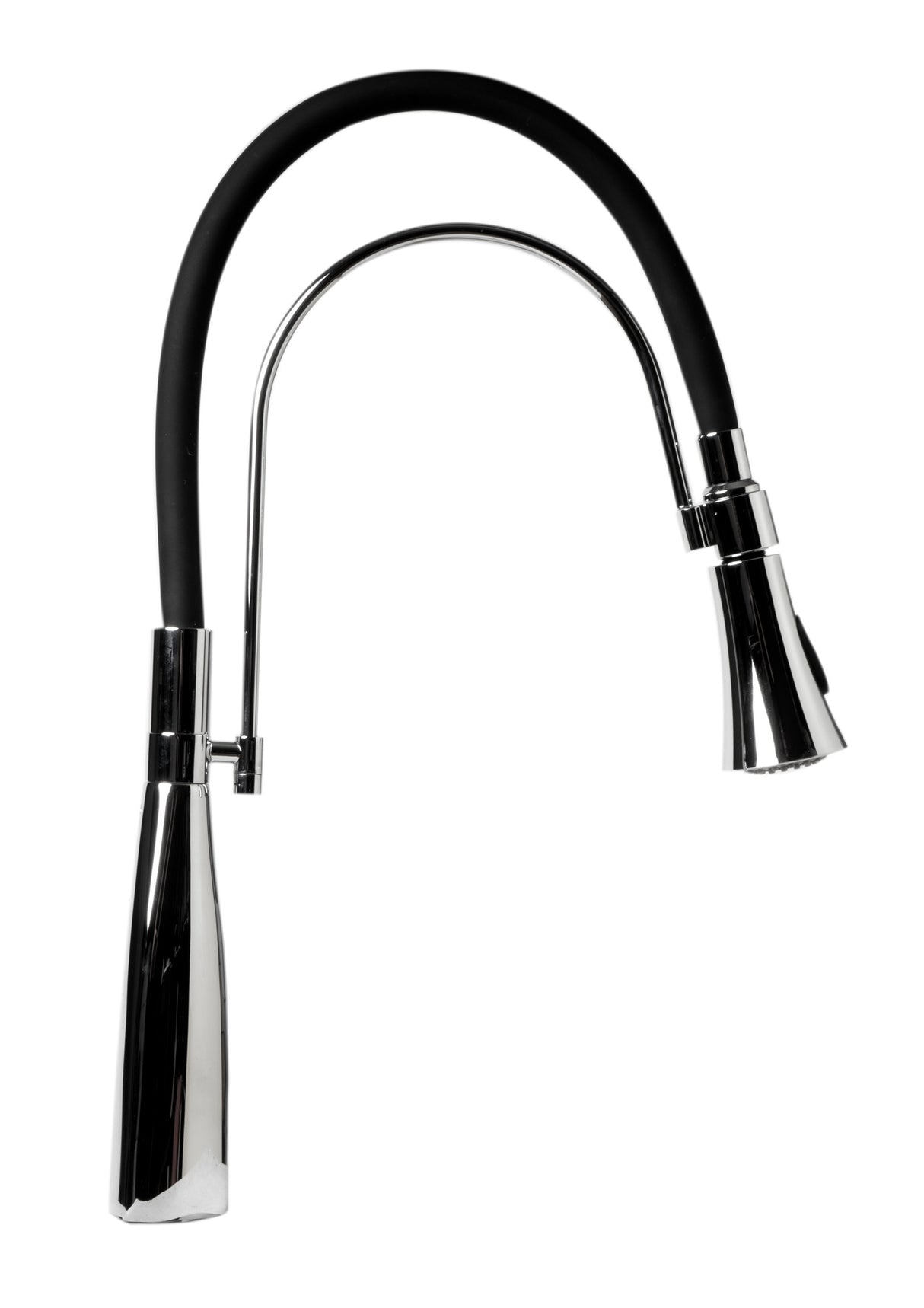 Polished Chrome Kitchen Faucet with Black Rubber Stem