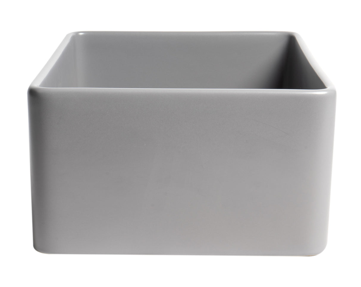 Gray Matte Smooth Apron 24" x 18" Single Bowl Fireclay Farm Sink
