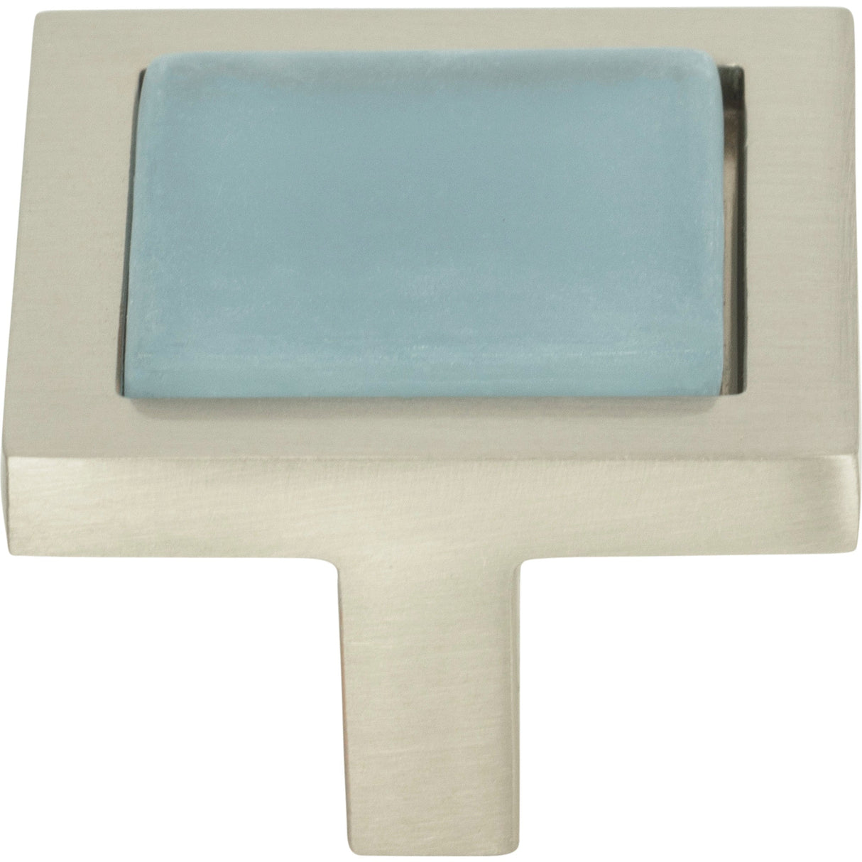 Atlas Homewares Spa Blue Square Knob 1 3/8 Inch Brushed Nickel