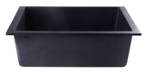 ALFI brand AB2420UM-BLA Black 24" Undermount Single Bowl Granite Composite Kitchen Sink