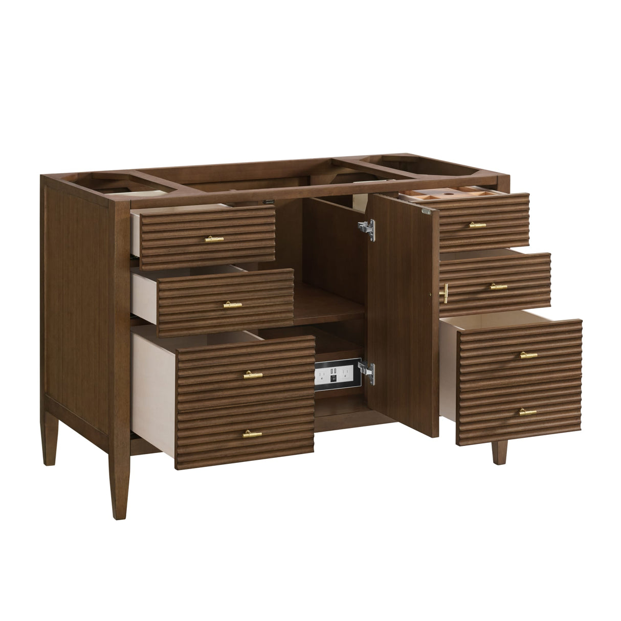 Myrrin 48" Single Vanity, Mid Century Walnut w/ 3 CM Ethereal Noctis Silestone Top