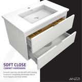 ANZZI VT-MRSCCT30-WH 30 in. W x 20 in. H x 18 in. D Bath Vanity Set in Rich White with Vanity Top in White with White Basin and Mirror