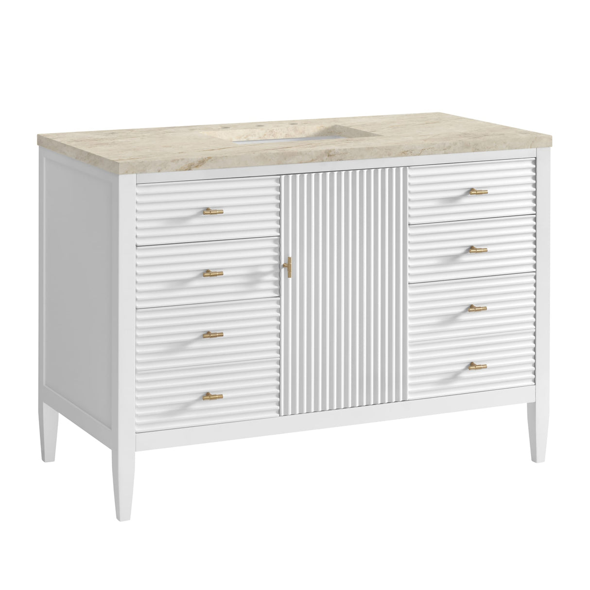 Myrrin 48" Single Vanity, Bright White, w/ 3 CM Tajnar Eclos Top w/FreePower Wireless Charger