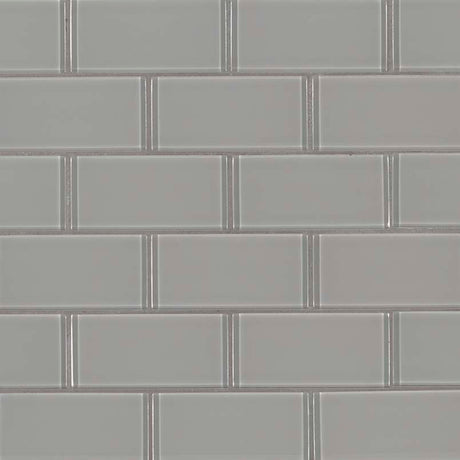 Oyster gray subway 11.88X13.88 glass mesh mounted mosaic tile SMOT GLSST OYGR8MM product shot multiple tiles angle view