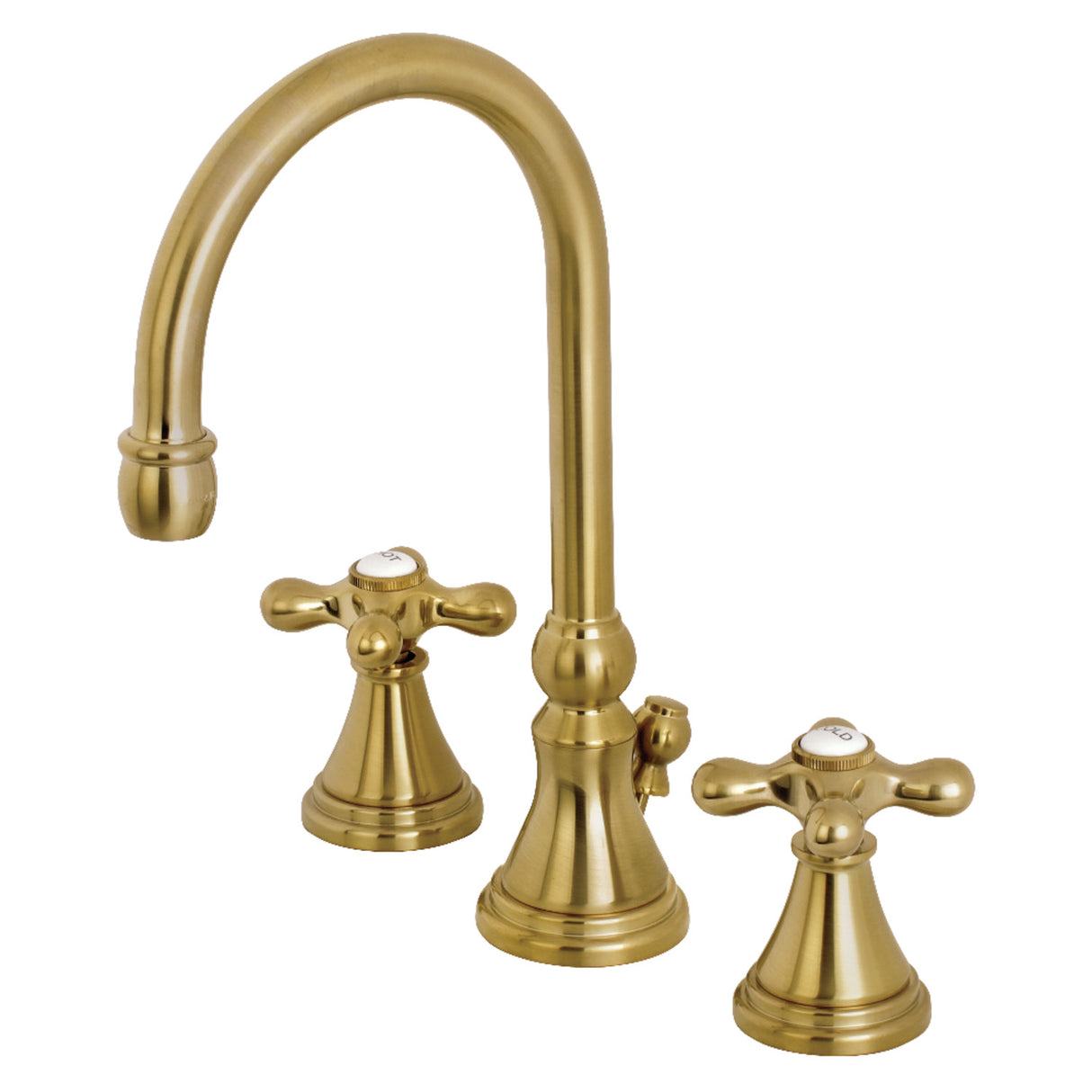 Kingston Brass KS2987AX Governor Widespread Bathroom Faucet with Brass Pop-Up, Brushed Brass