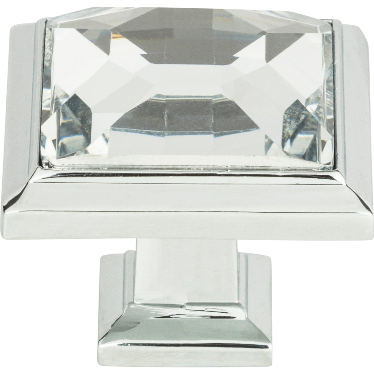 Atlas Homewares Legacy Crystal Square Knob 1 5/16 Inch Polished Chrome