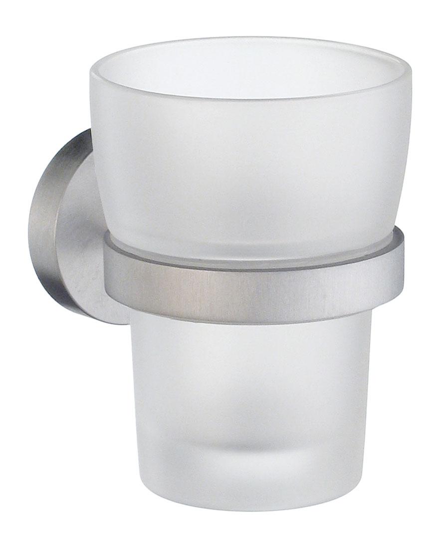Smedbo Home Holder with Tumbler in Frosted Glass in Brushed Chrome