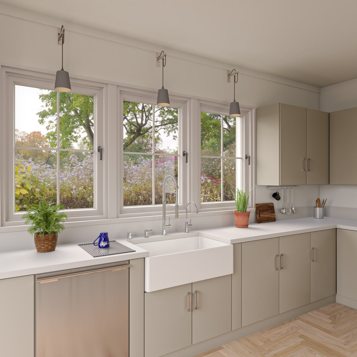 ALFI brand AB533-W 33" White Smooth Apron Single Bowl Fireclay Farm Sink