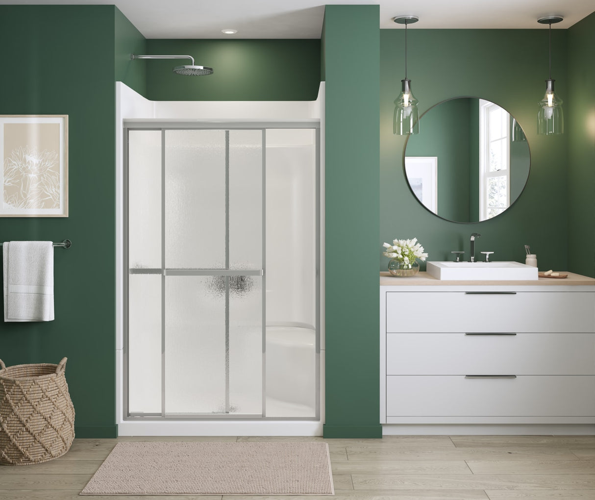 MAAX 105413-970-084-000 Polar 42-47 ½ x 68 in. Bypass Shower Door for Alcove Installation with Raindrop glass in Chrome