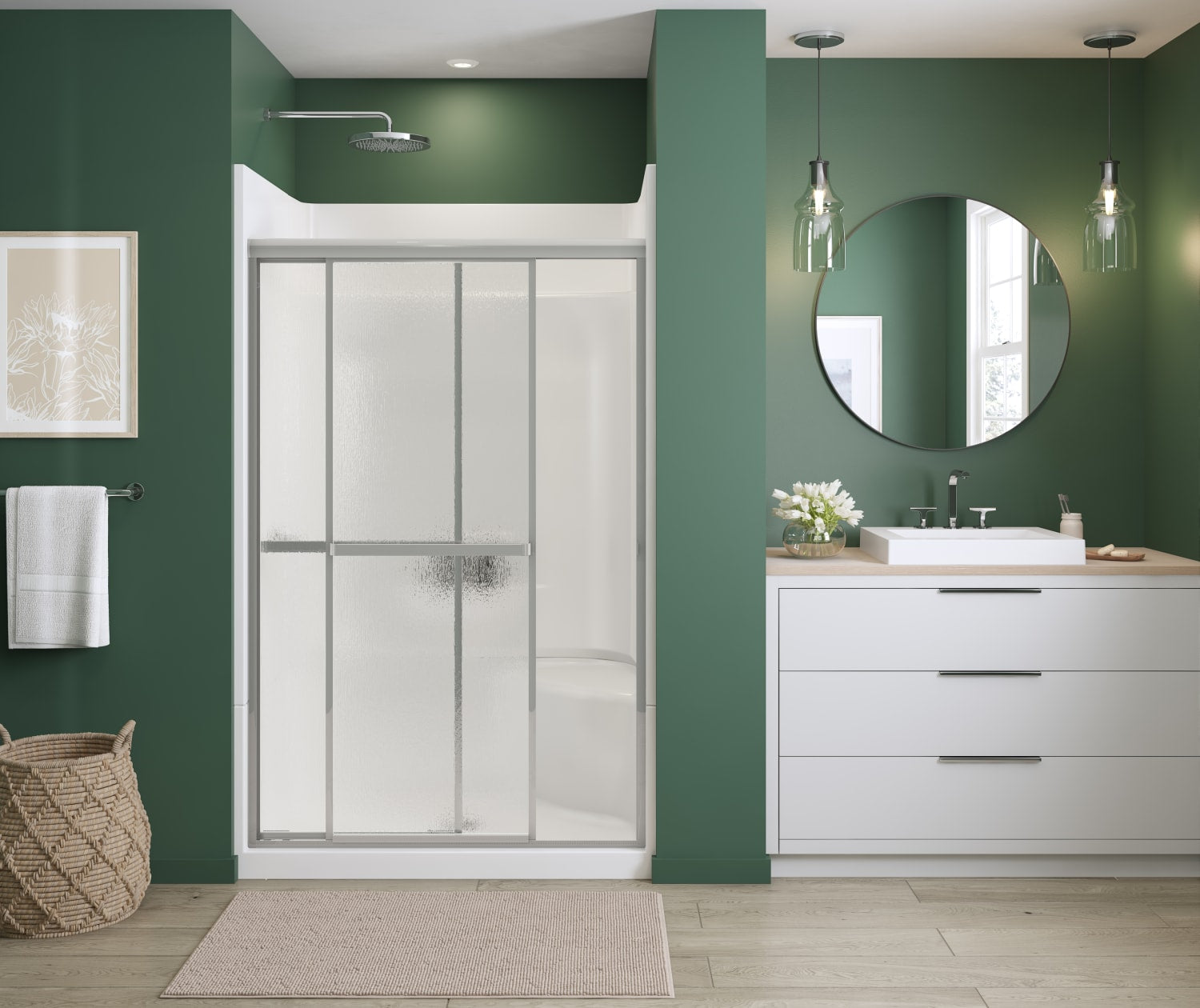 MAAX 105413-970-084-000 Polar 42-47 ½ x 68 in. Bypass Shower Door for Alcove Installation with Raindrop glass in Chrome
