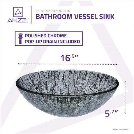 ANZZI LS-AZ8230 Gardena Series Deco-Glass Vessel Sink in Verdure Silver