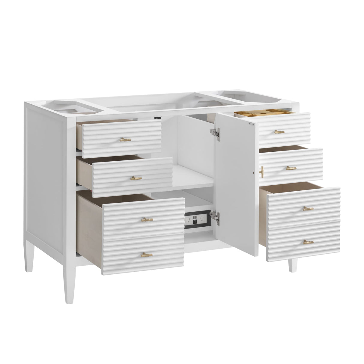 Myrrin 48" Single Vanity, Bright White w/ 3 CM Charcoal Soapstone Silestone Top