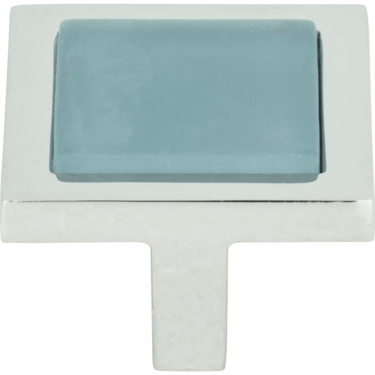 Atlas Homewares Spa Blue Square Knob 1 3/8 Inch Polished Chrome