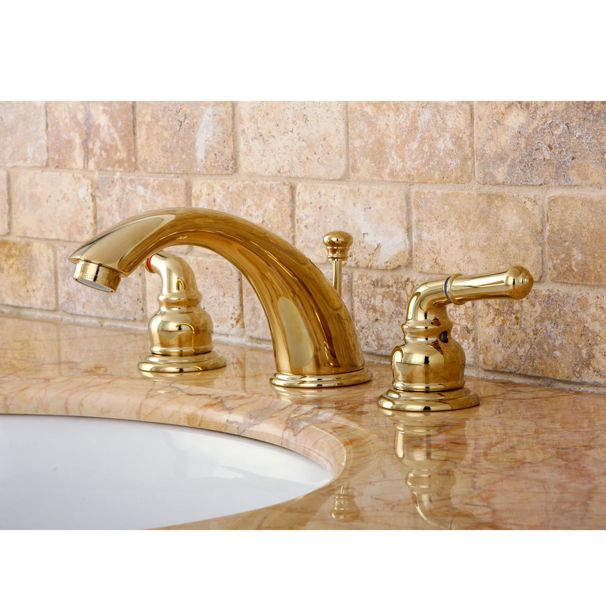 Kingston Brass KB962 Magellan Widespread Bathroom Faucet with Retail Pop-Up, Polished Brass