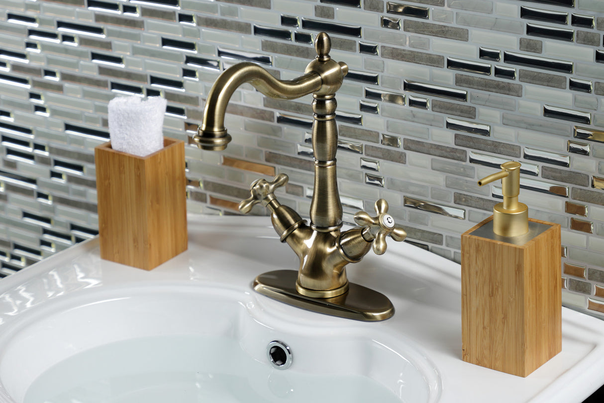 Kingston Brass KS1493AX Vessel Sink Faucet, Antique Brass