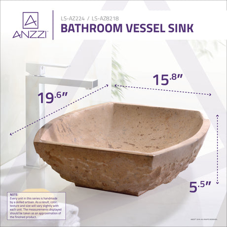 ANZZI LS-AZ8218 Moon Vessel Sink in Classic Cream Marble