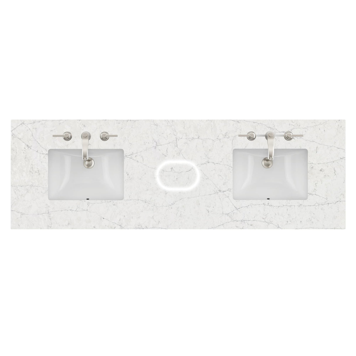 72" Double Top, 3 CM Eternal Jasmine Pearl Silestone w/ Sink & FreePower Wireless Charger (040)