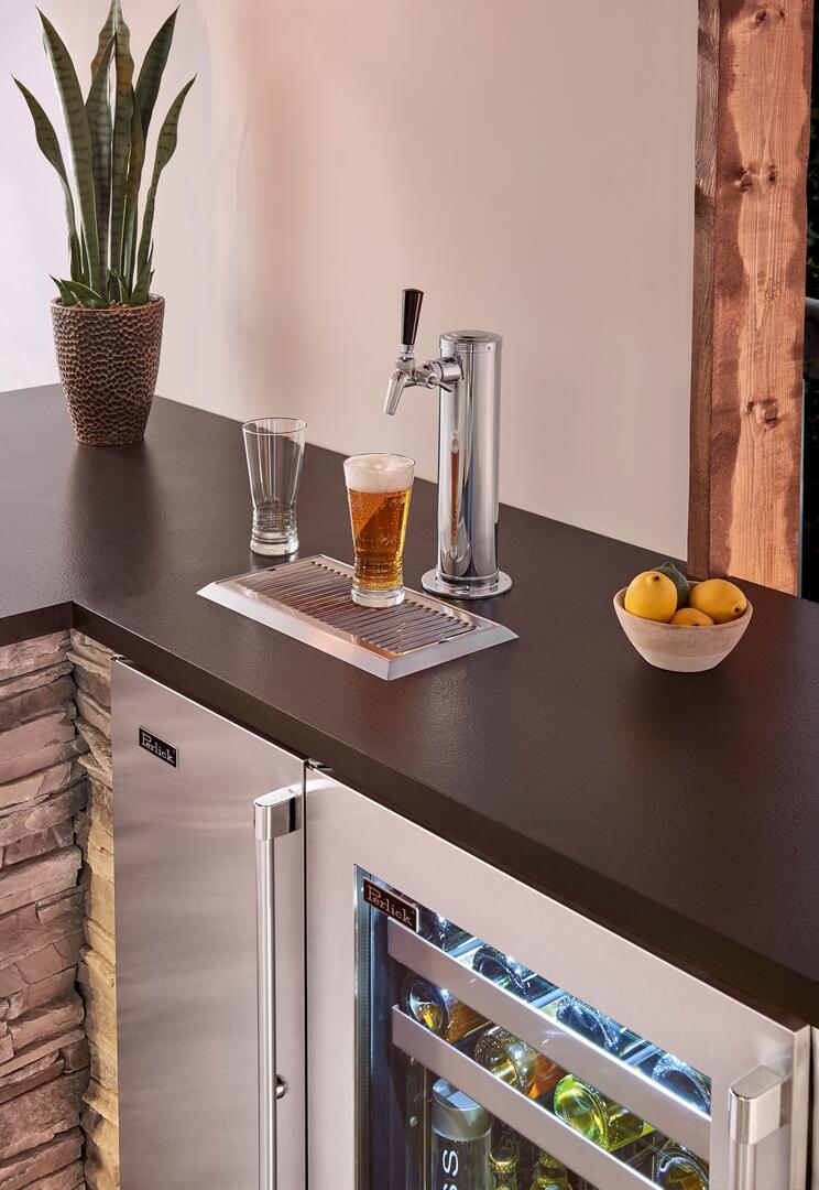 Perlick 15-Inch Signature Series Outdoor Beer Dispenser with Draft Arm Tower in Stainless Steel (HP15TO-4-1L-1 & HP15TO-4-1R-1)