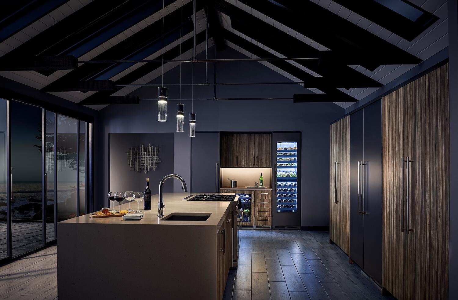 Perlick 24" Built-In Dual Zone Wine Cooler Set with Door Panel in Stainless Steel with Glass Door, Toe Kick, and Pro Handle