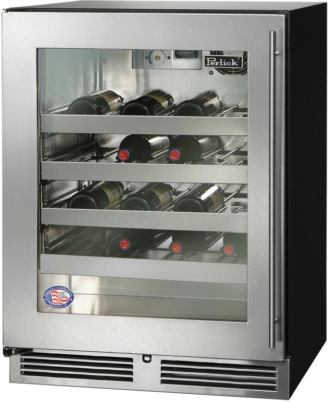 Perlick 24" Built-In Single Zone Wine Cooler with 32 Bottle Capacity in Stainless Steel (HA24WB-4-3L) Beverage Centers Perlick