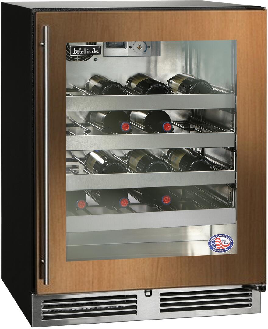 Perlick 24" Built-In Single Zone Wine Cooler with 32 Bottle Capacity, Panel Ready with Glass Door and Stainless Steel Interior (HA24WB-4-4L & HA24WB-4-4R) Wine Coolers Perlick No Right