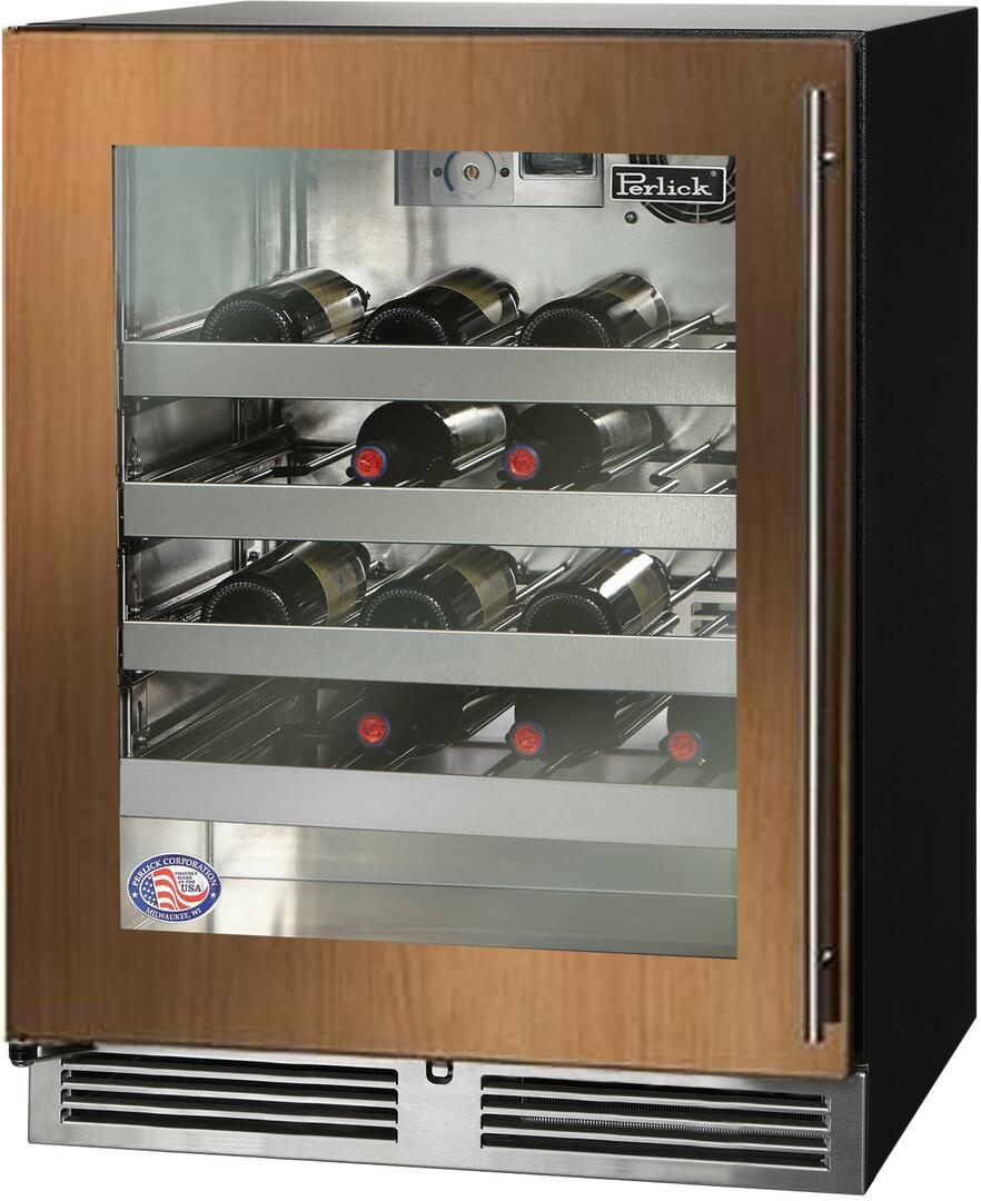 Perlick 24" Built-In Single Zone Wine Cooler with 32 Bottle Capacity Stainless Steel Interior (HA24WB-4-4L) Beverage Centers Perlick