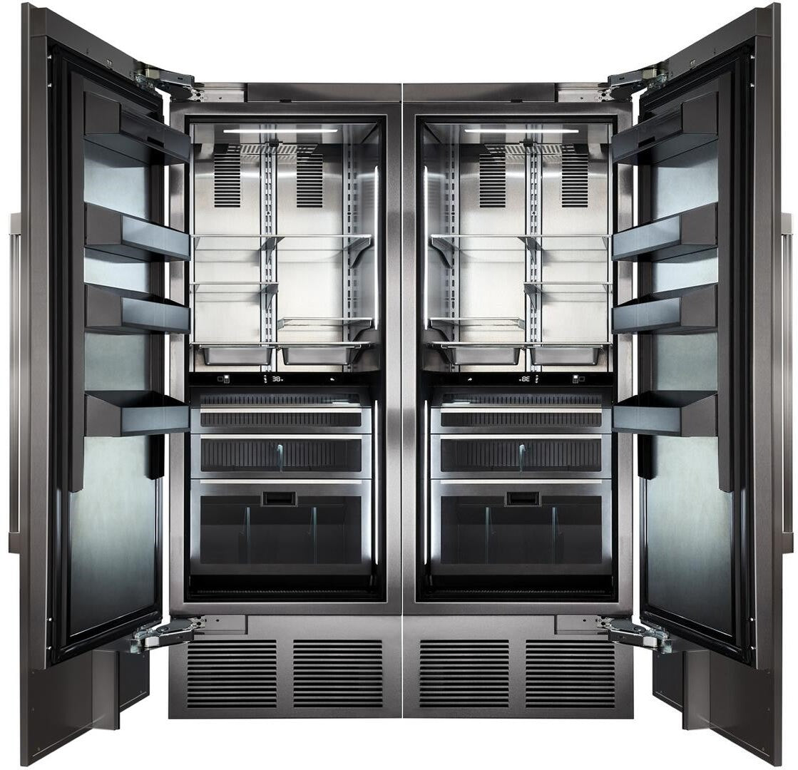 Perlick 60-Inch Side-by-Side Column Refrigerator Set with Door Panel in Stainless Steel, Toe Kick, and Pro Handle