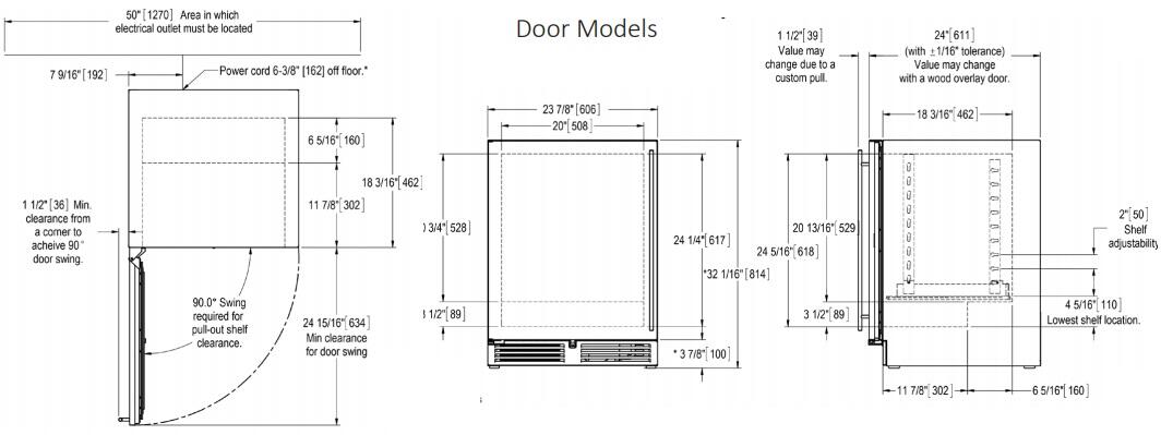 Perlick ADA Complaint Series 24-Inch Built-In Counter Depth Compact Freezer with 4.8 cu. ft. Capacity, Panel Ready (HA24FB-4-2L & HA24FB-4-2R)