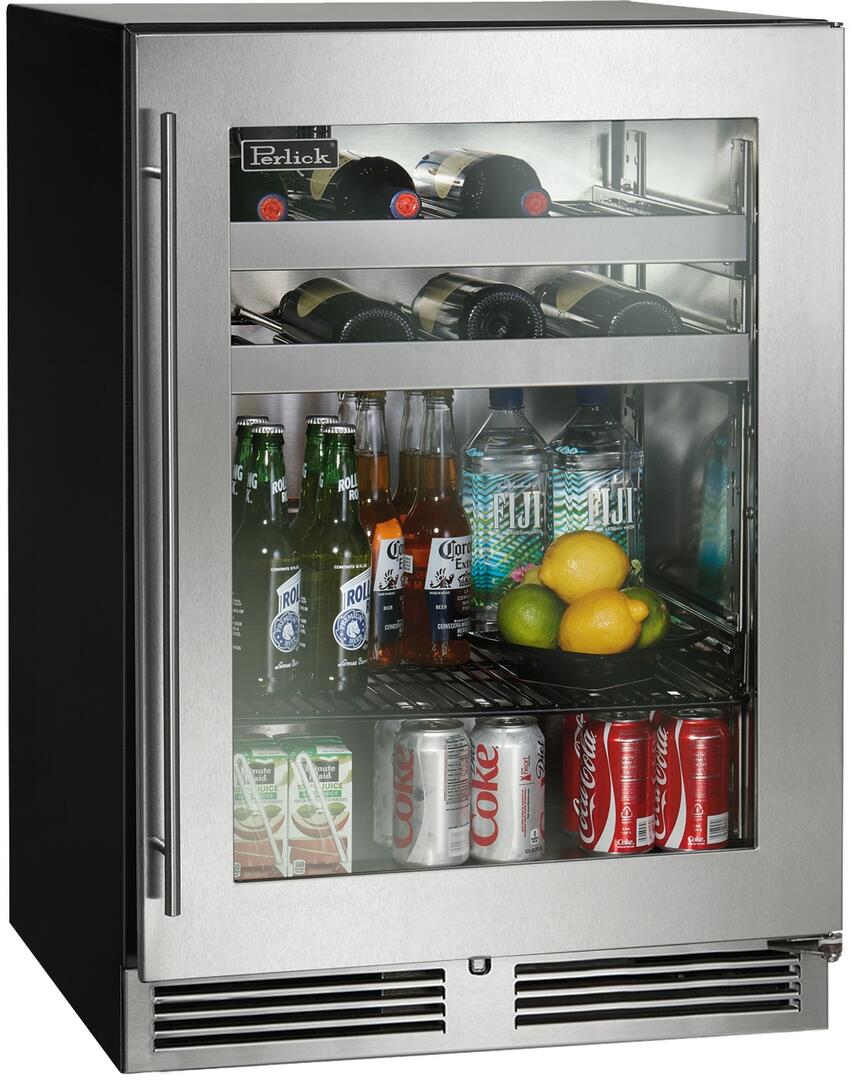 Perlick C Series 24" 5.2 cu. ft. Capacity Built-In Beverage Center with 5.2 cu. ft. Capacity in Stainless Steel with Glass Door (HC24BB-4-3L & HC24BB-4-3R) Beverage Centers Perlick No Right