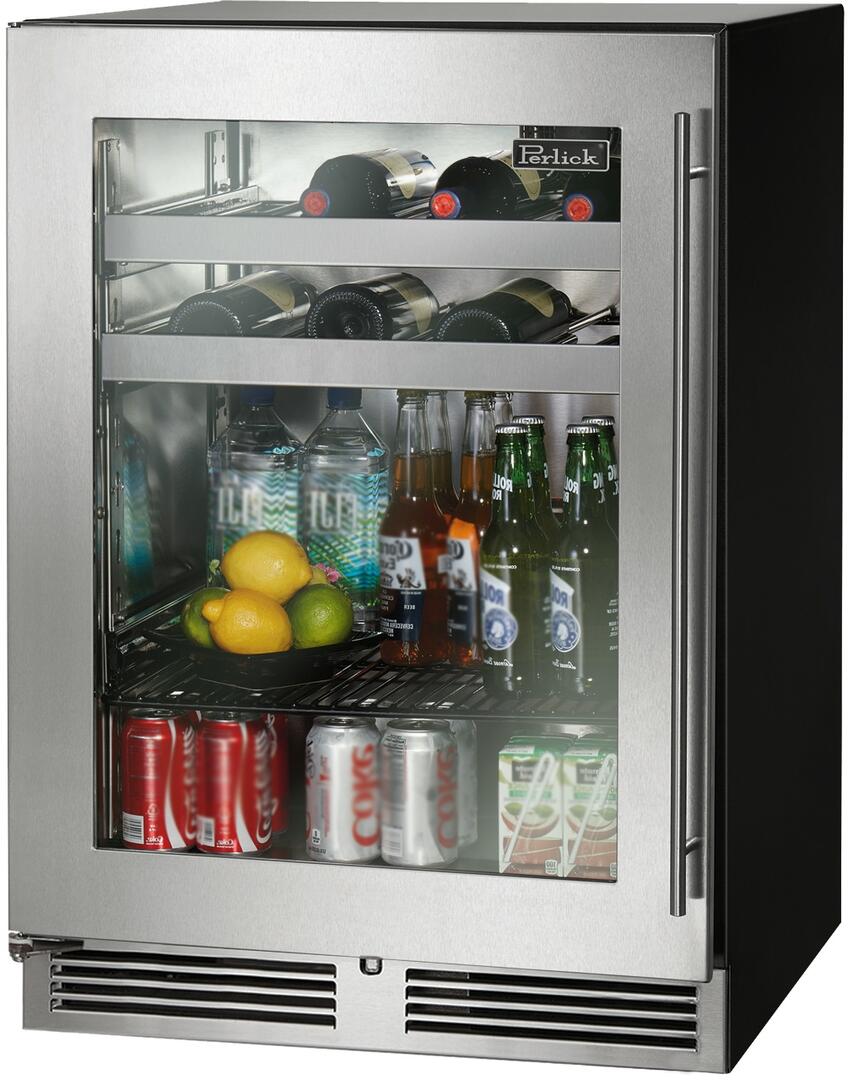 Perlick C Series 24" 5.2 cu. ft. Capacity Built-In Glass Door Beverage Center with 5.2 cu. ft. Capacity in Stainless Steel (HC24BB-4-3L) Beverage Centers Perlick