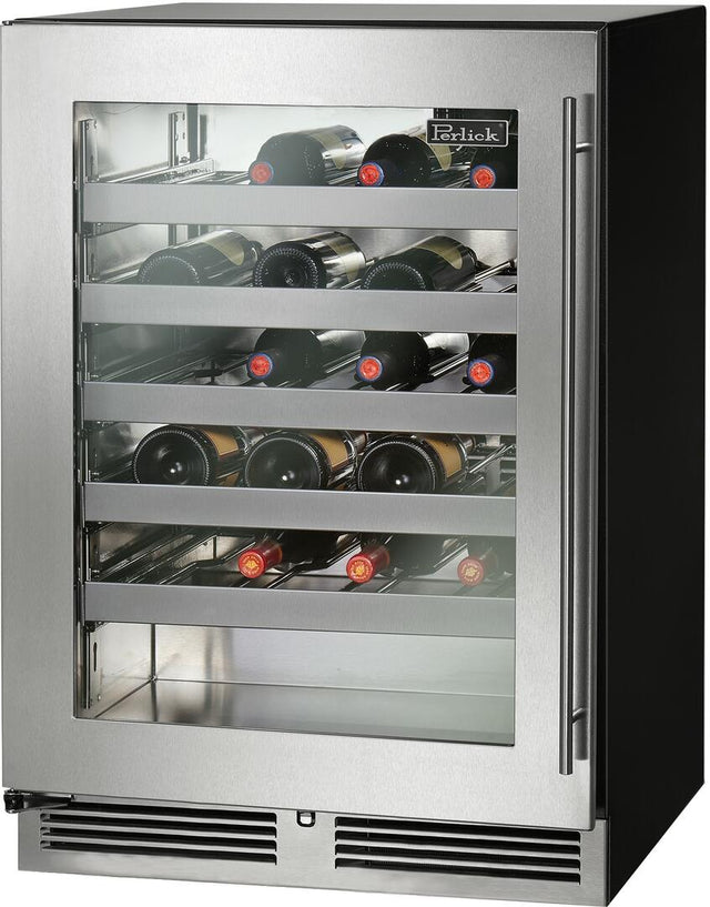 Perlick C Series 24" Built-In Single Zone Wine Cooler with 45 Bottle Capacity in Stainless Steel (HC24WB-4-3L) Beverage Centers Perlick