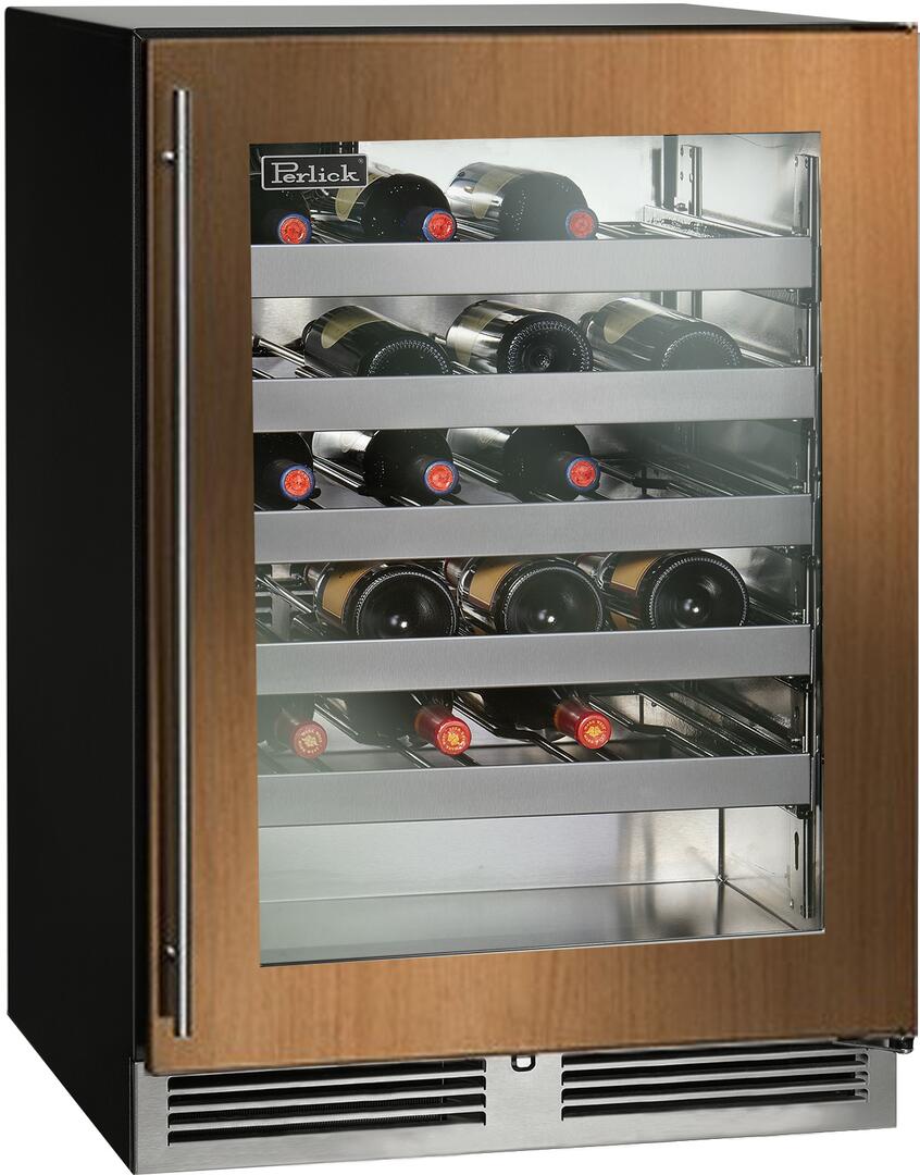 Perlick C Series 24" Built-In Single Zone Wine Cooler with 45 Bottle Capacity, Panel Ready with Glass Door (HC24WB-4-4L & HC24WB-4-4R) Wine Coolers Perlick No Right