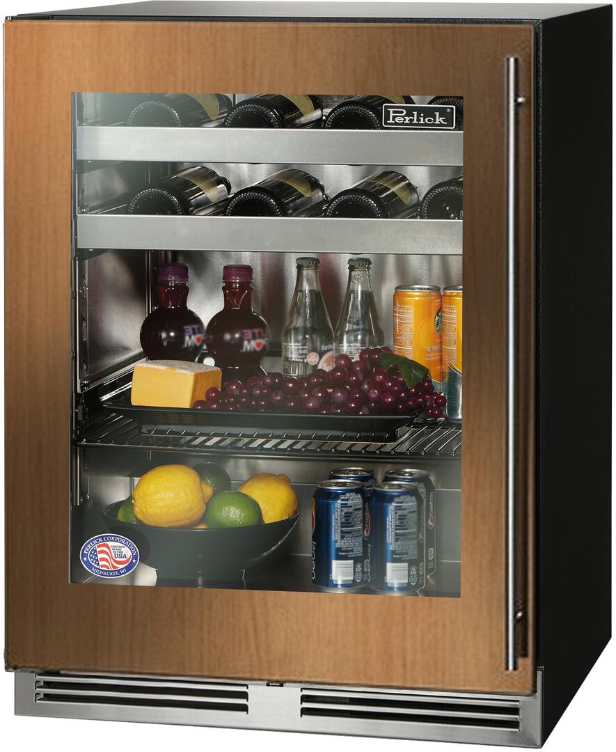 Perlick Series 24" Built-In Glass Door Beverage Center with 4.8 cu. ft. Capacity System in Panel Ready Stainless Steel Interior (HA24BB-4-4L) Beverage Centers Perlick