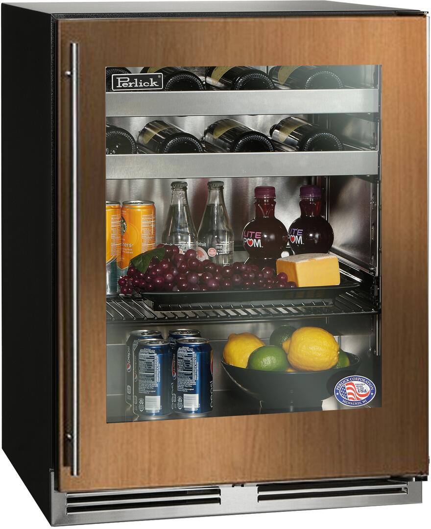 Perlick Series 24" Built-In Glass Door Beverage Center with 4.8 cu. ft. Capacity System, Panel Ready with Glass Door and Stainless Steel Interior (HA24BB-4-4L & HA24BB-4-4R) Beverage Centers Perlick No Right