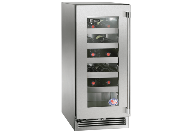 Perlick Signature Series 15" Built-In Single Zone Wine Cooler with 20 Bottle Capacity in Stainless Steel with Glass Door, Left Hinge (HP15WS-4-3L) Wine Coolers Perlick
