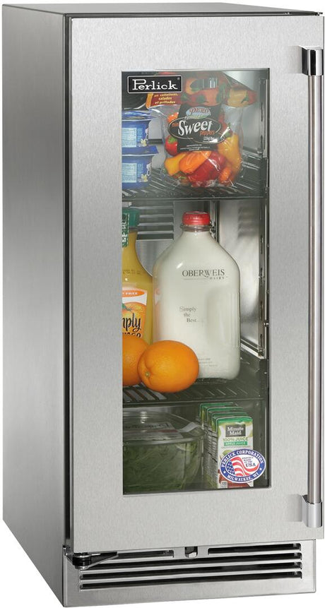 Perlick Signature Series 15" Outdoor Built-In Counter Depth Compact Refrigerator with 2.8 cu. ft. Capacity in Stainless Steel (HP15RO-4-3L) Beverage Centers Perlick