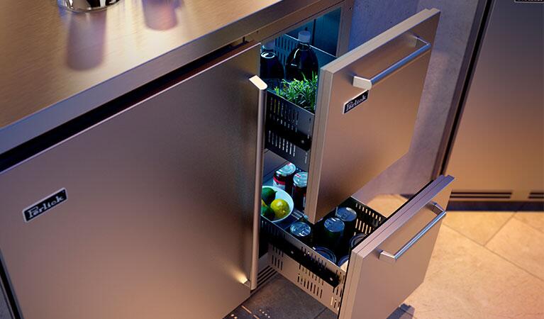 Perlick Signature Series 15-Inch Outdoor Built-In Counter Depth Drawer Refrigerator with 2.8 cu. ft. Capacity, Panel Ready (HP15RO-4-6)