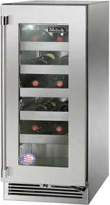 Perlick Signature Series 15" Outdoor Built-In Single Zone Wine Cooler with 20 Bottle Capacity in Stainless Steel with Glass Door (HP15WO-4-3L & HP15WO-4-3R) Wine Coolers Perlick No Right 